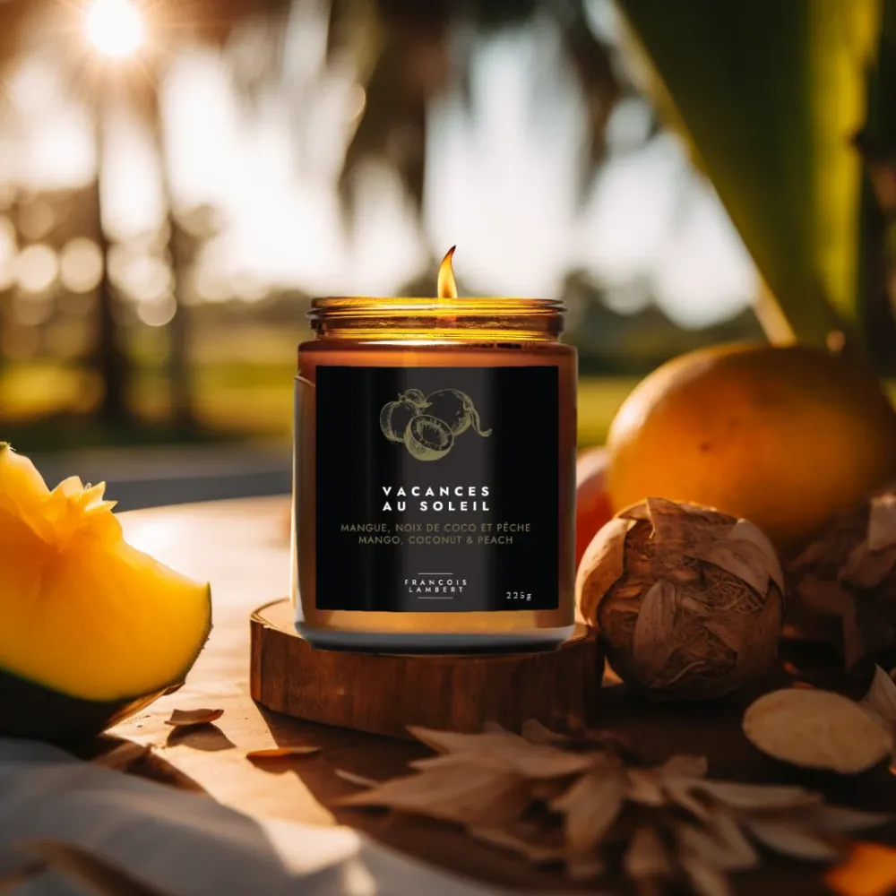 No.9 Vacances au soleil - Bougie de soya à la mangue, noix de coco et pêche François Lambert