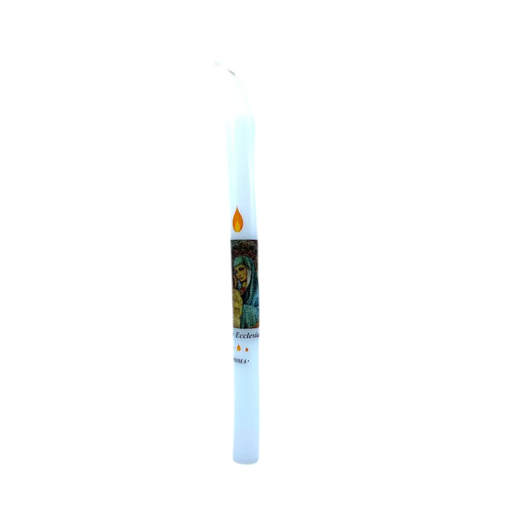 Bougie en cire blanche Mater Ecclesiae de 27 cm Galleria Mariana