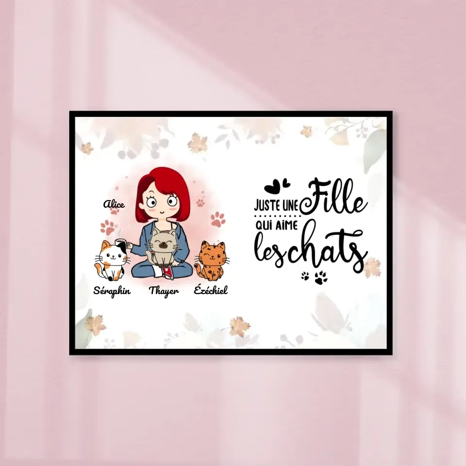 Jusqu'à 6 Chats, Poster encadré en bois personnalisée, Halloween cadeau pour Maman Chat, Fille Aime Les Chats Gelato