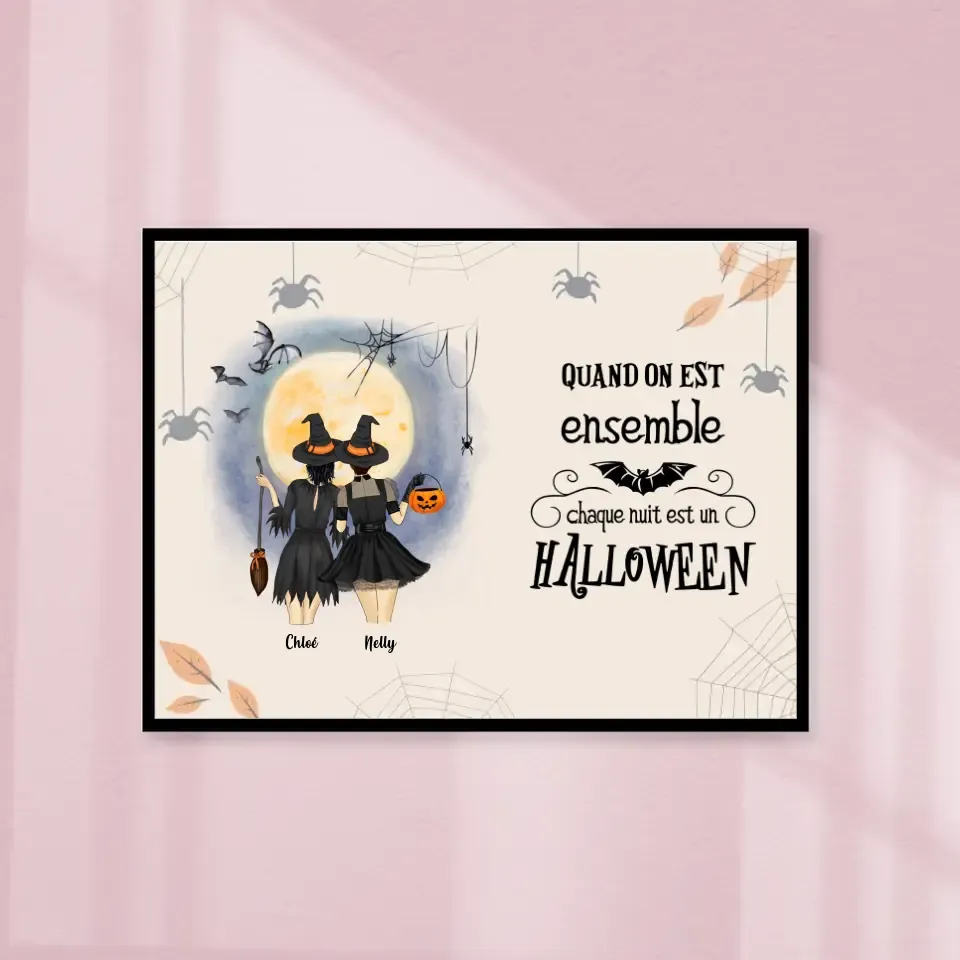 Jusqu'à 6 filles, Poster encadré en bois personnalisée, Halloween cadeau pour Sœurs, amies, Quand on ensemble Gelato