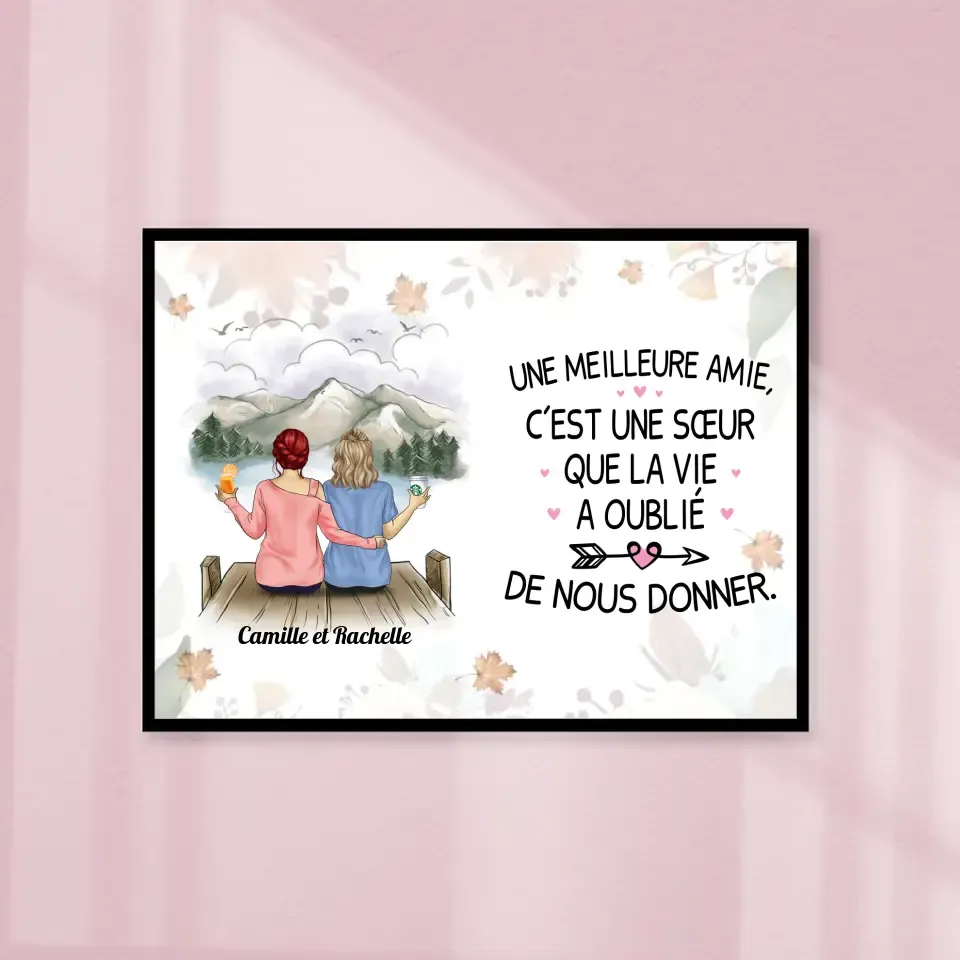 Jusqu'à 5 filles, Poster encadré en bois personnalisée, cadeau pour meilleures amies, C'est Un Sœur Qui La Vie Oublié Gelato