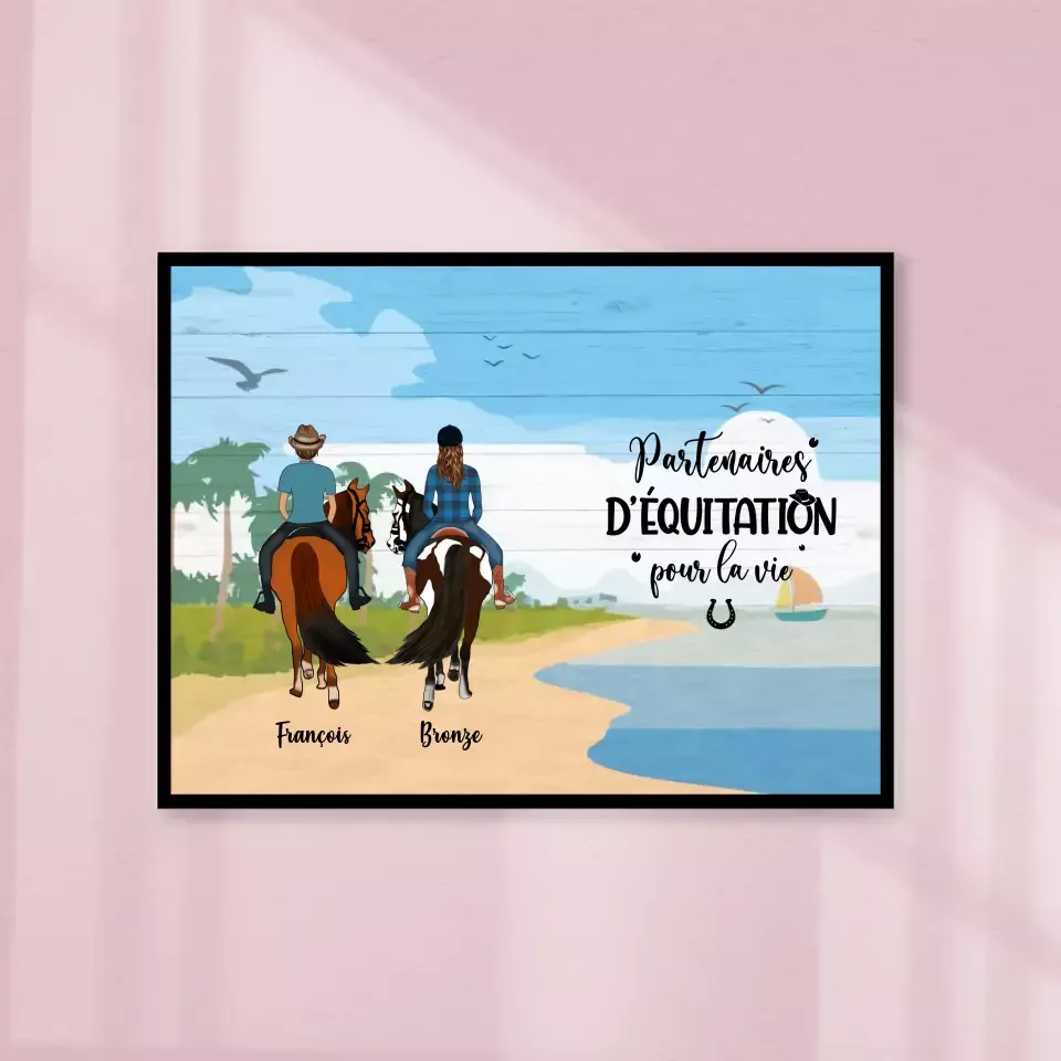 Poster encadré en bois personnalisée, cadeau pour maman cheval, fête des mères, Patenaires D'équitation Pour La Vie Gelato