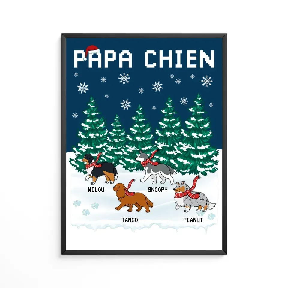 Poster encadré en bois personnalisée, cadeau pour maman et papa chien, noël est meilleur avec des chiens Gelato