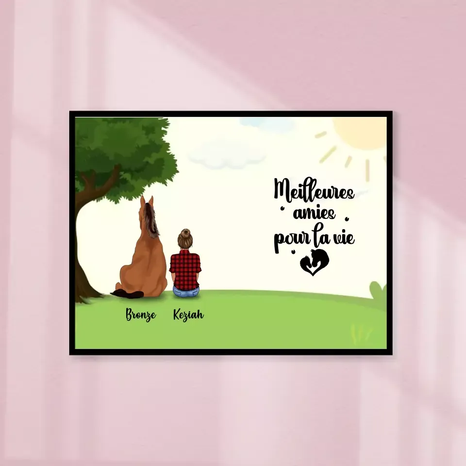 Poster encadré en bois personnalisée, cadeau pour maman cheval, fête des mères, Meilleures Pour La Vie Gelato