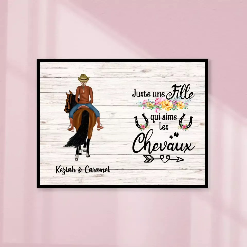 Poster encadré en bois personnalisée, cadeau pour maman cheval, fête des mères, Femme, Fille Qui Aime Chevalx Gelato