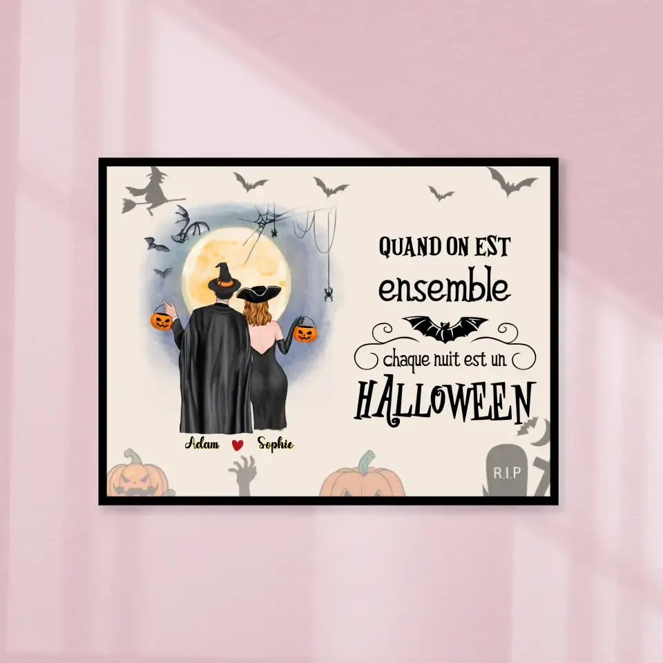 Poster encadré en bois personnalisée, Halloween cadeau pour Couple, épouse, mari, Famille, Quand On Ensemble Gelato