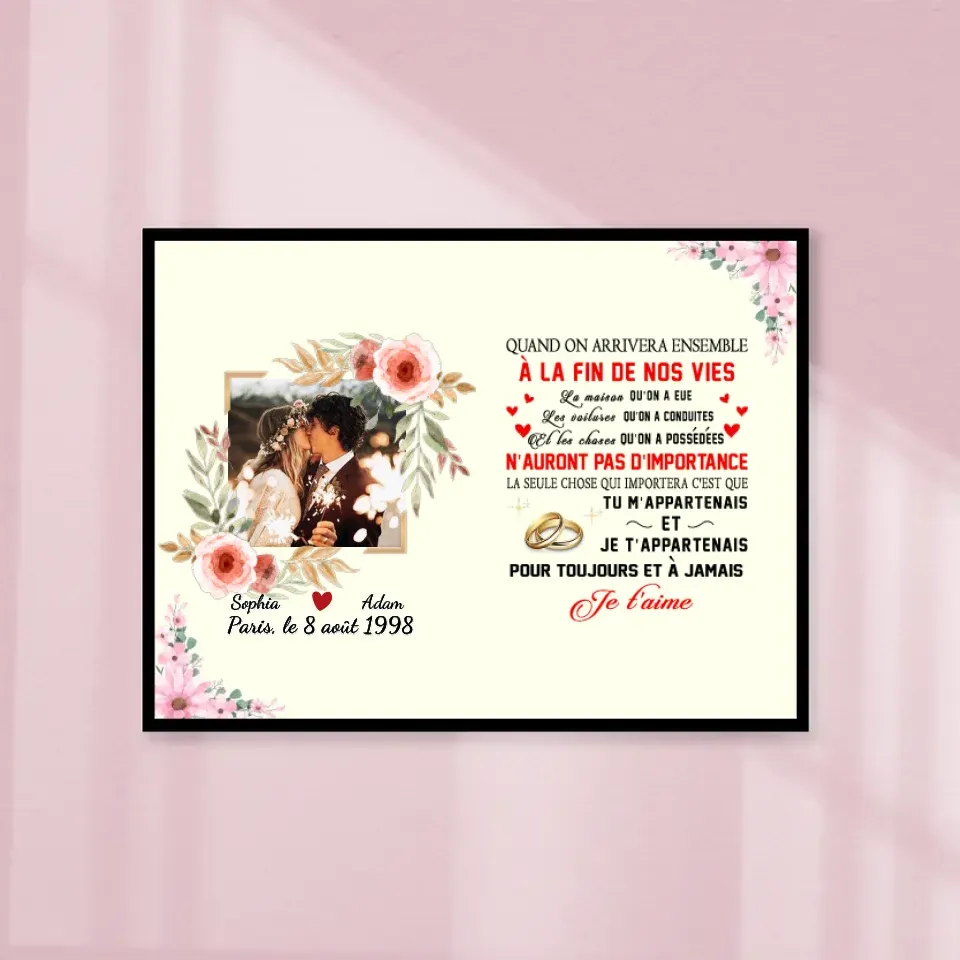 Poster encadré en bois personnalisée, mariage cadeau pour Couple, femme, mari, Quand on arrivera ensemble Gelato