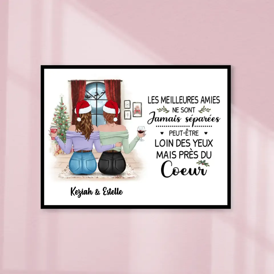 Poster encadré en bois personnalisée, Noël cadeau pour amie, Sœur, Les Meilleures Amies Ne Sont Jamais Séparées Gelato