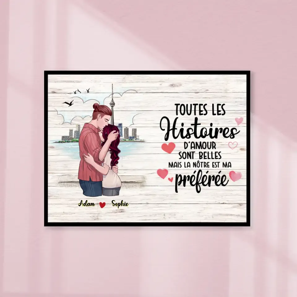 Poster encadré en bois personnalisée, Noël cadeau pour Couple, épouse, mari, Famile, Toutes Les Histoires Gelato