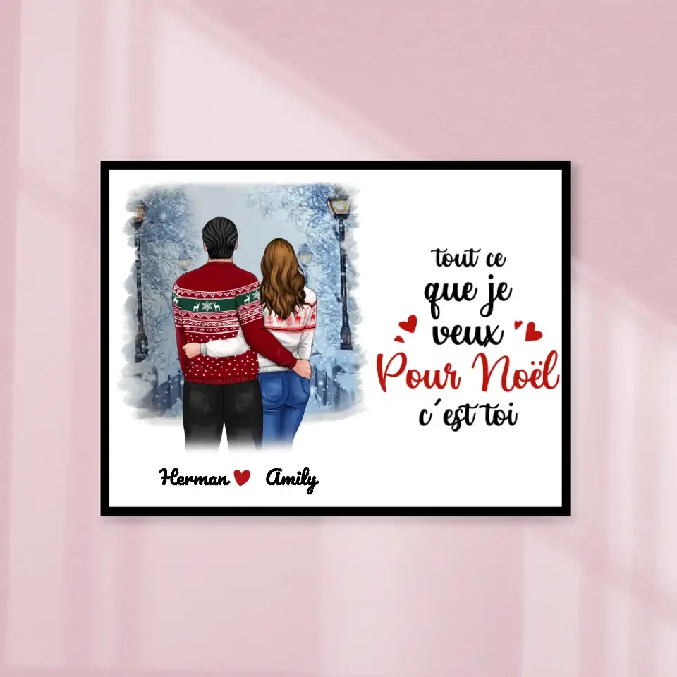 Poster encadré en bois personnalisée, Noël cadeau pour Couple, Femme, Mari, Ma Femme / Mon Mari Gelato