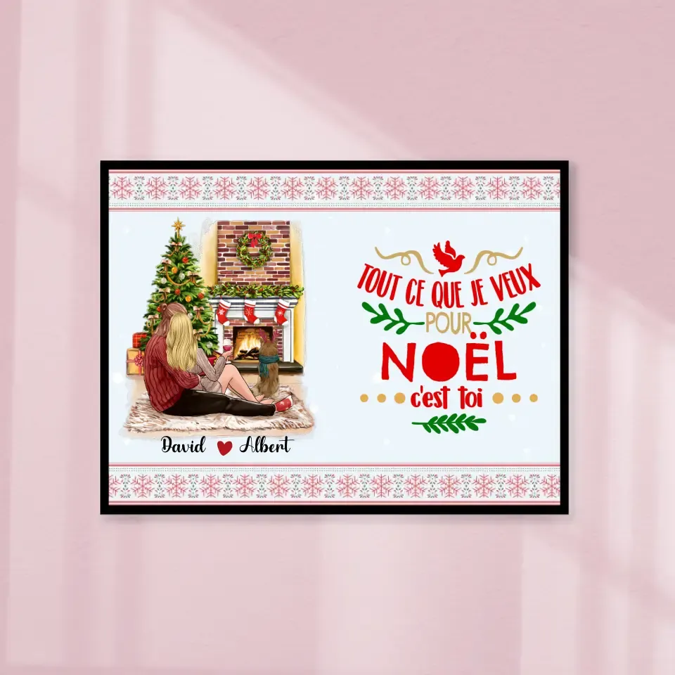 Poster encadré en bois personnalisée, noël cadeau pour Couple, femme, mari, tout ce que je veux pour noël c'est toi Gelato