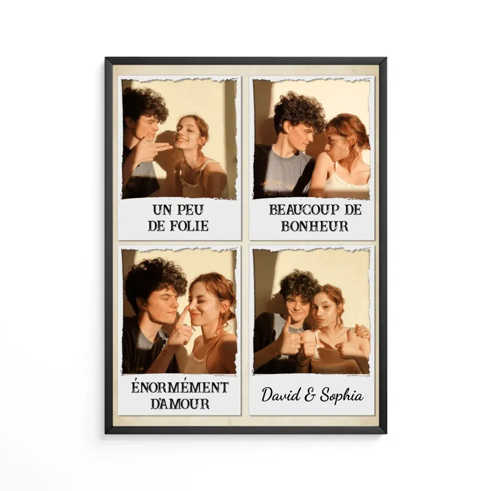 Poster encadré en bois personnalisée, noël cadeau pour Couple, femme, mari, petit ami, petite amie, un peu de folie Gelato