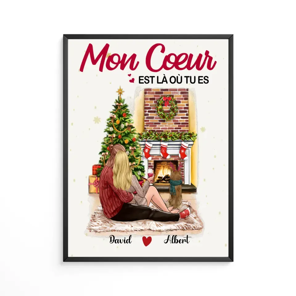 Poster encadré en bois personnalisée, noël cadeau pour Couple, femme, mari, Mon Cœurs est là où tu es Gelato
