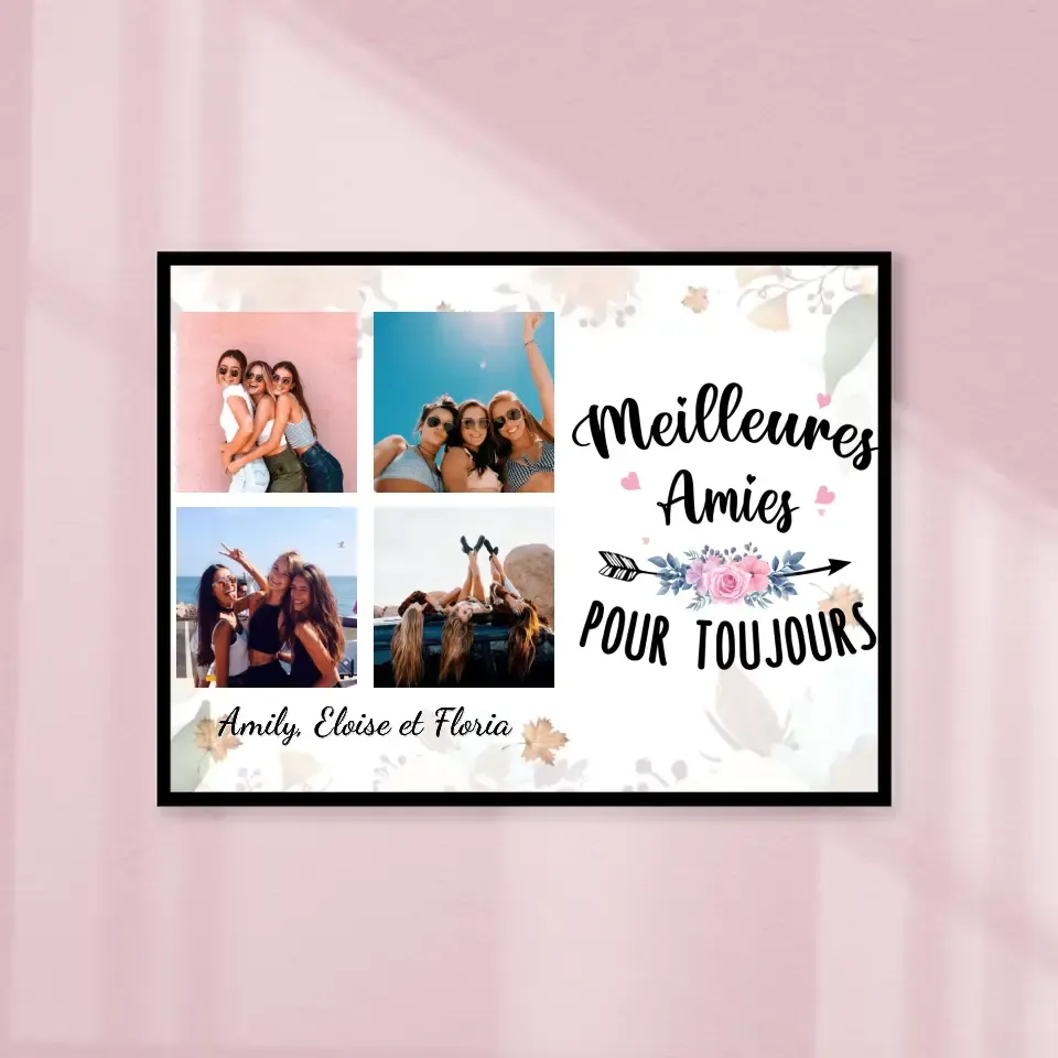 Poster encadré en bois personnalisée, Photo Noël cadeau pour amies, sœurs, Meilleures amies Pour Toujours Gelato