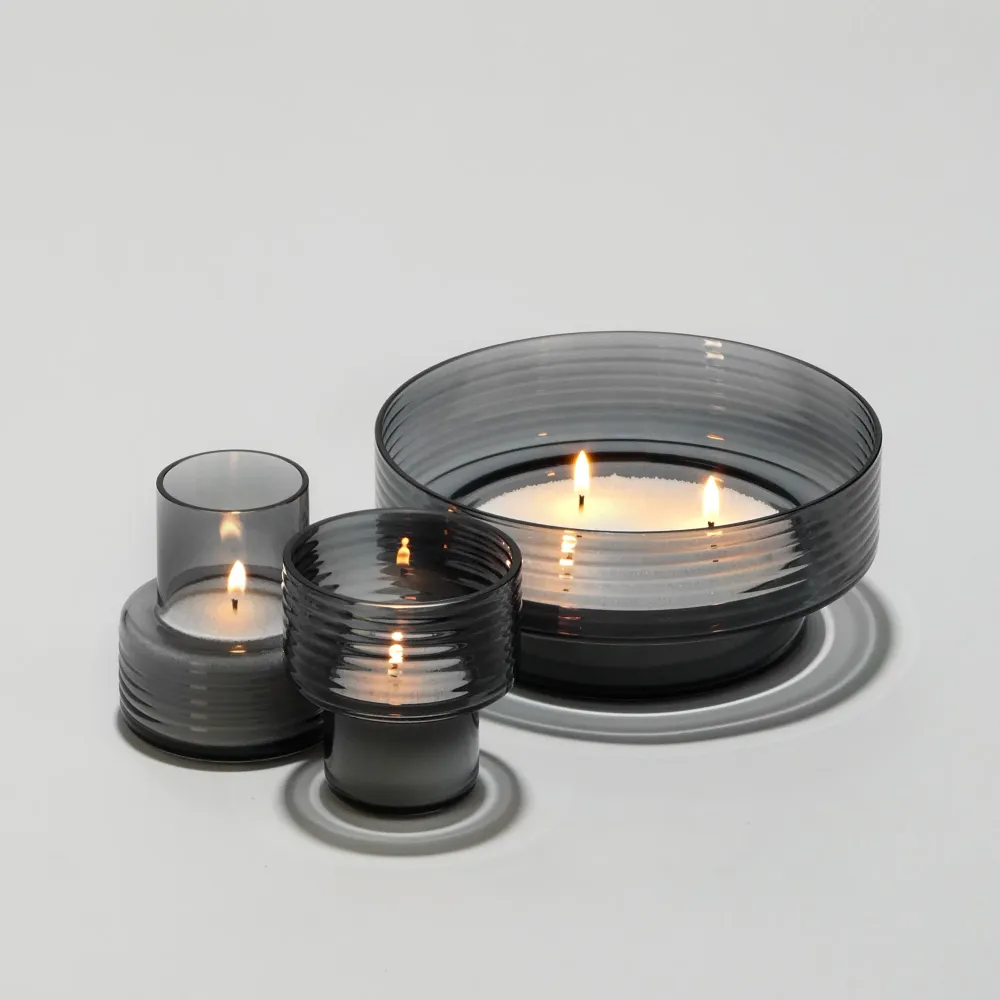 Ensemble de 3 bougeoirs en verre GLOW TOGETHER fumé GLASSCOR | Hand·Blown glass Store