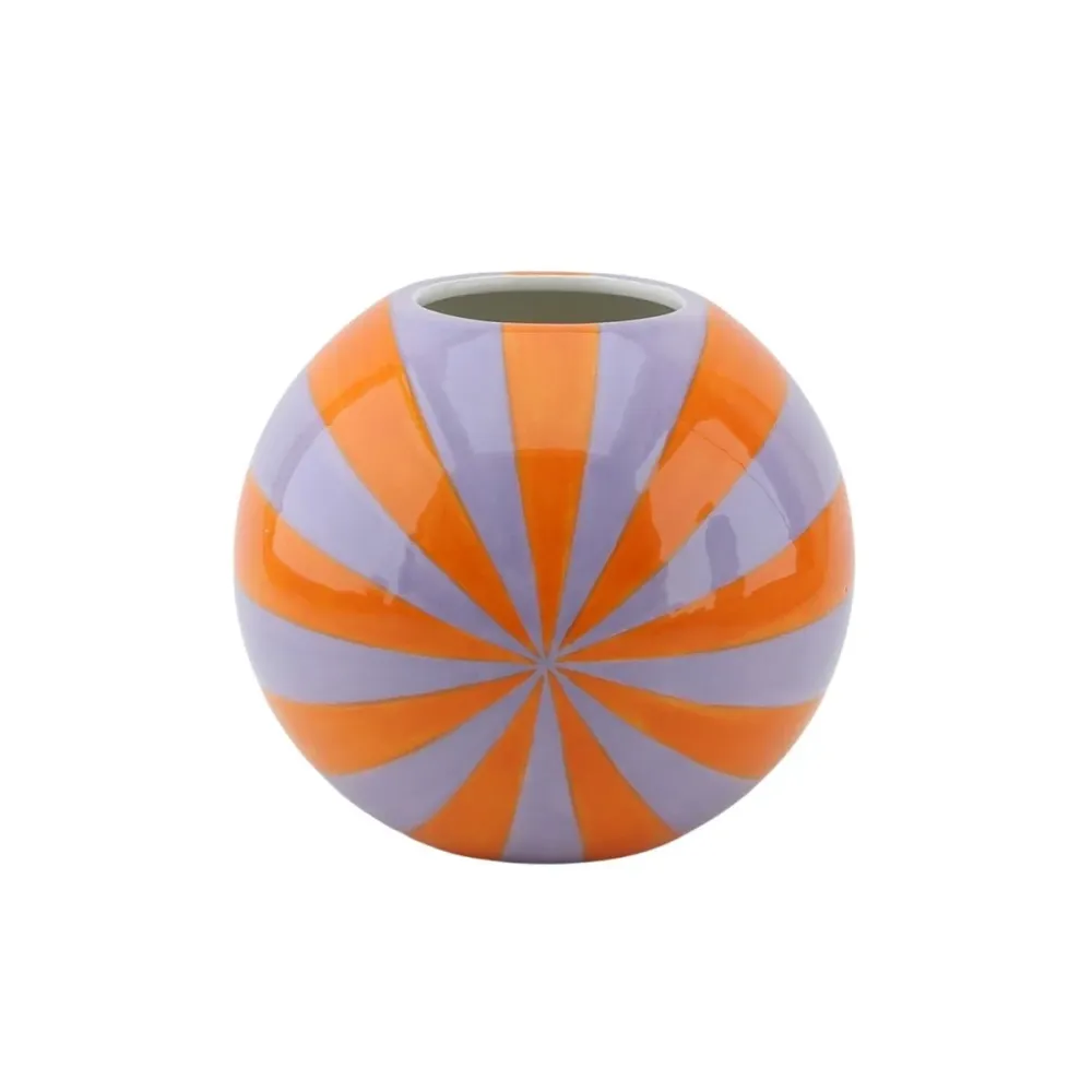 Vase boule en céramique multicolore orange et violet 20x20x17 cm Housevitamin