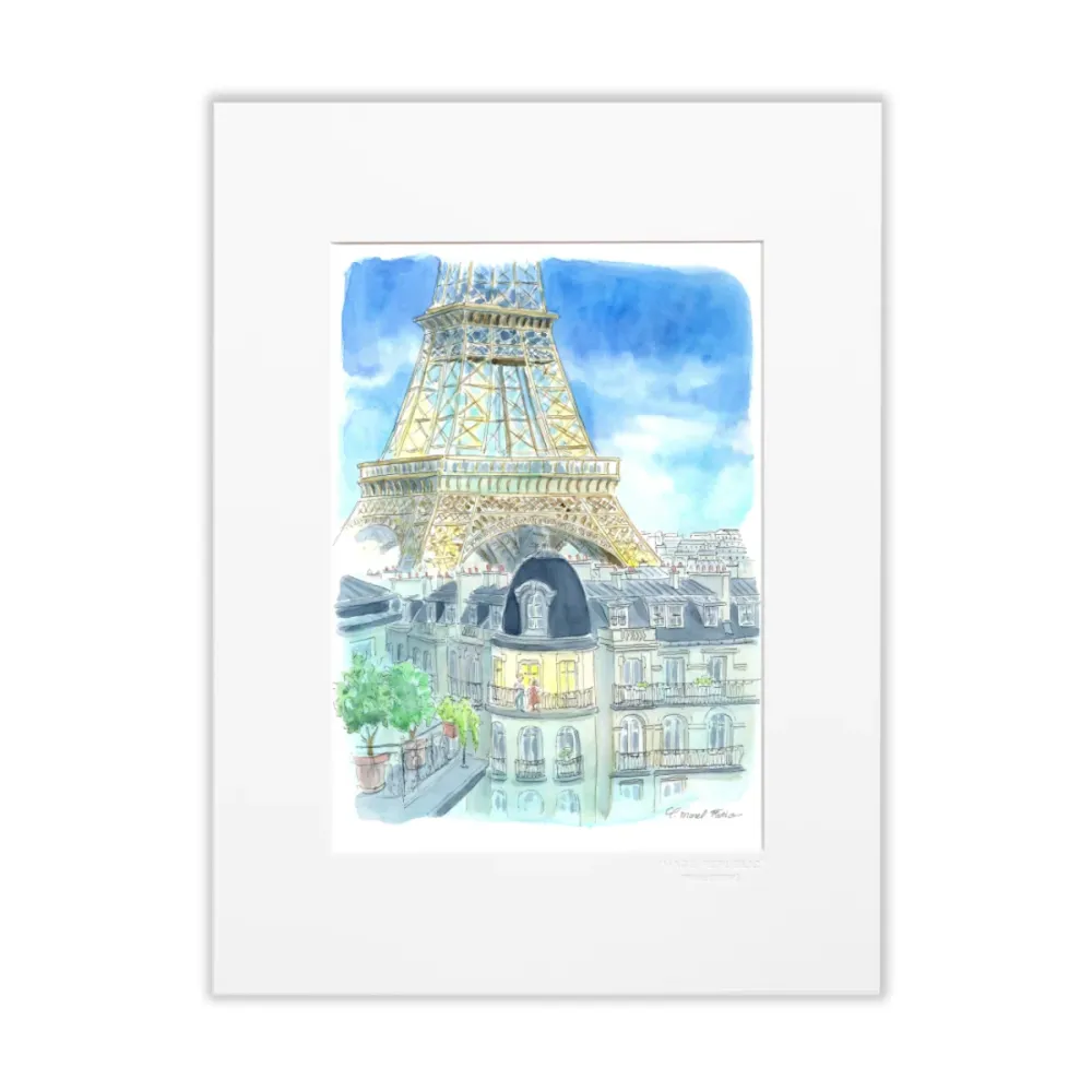 Affiche Claire Morel Fatio N°90 - À l'ombre de la Tour Eiffel - 30 x 40 cm Image Republic