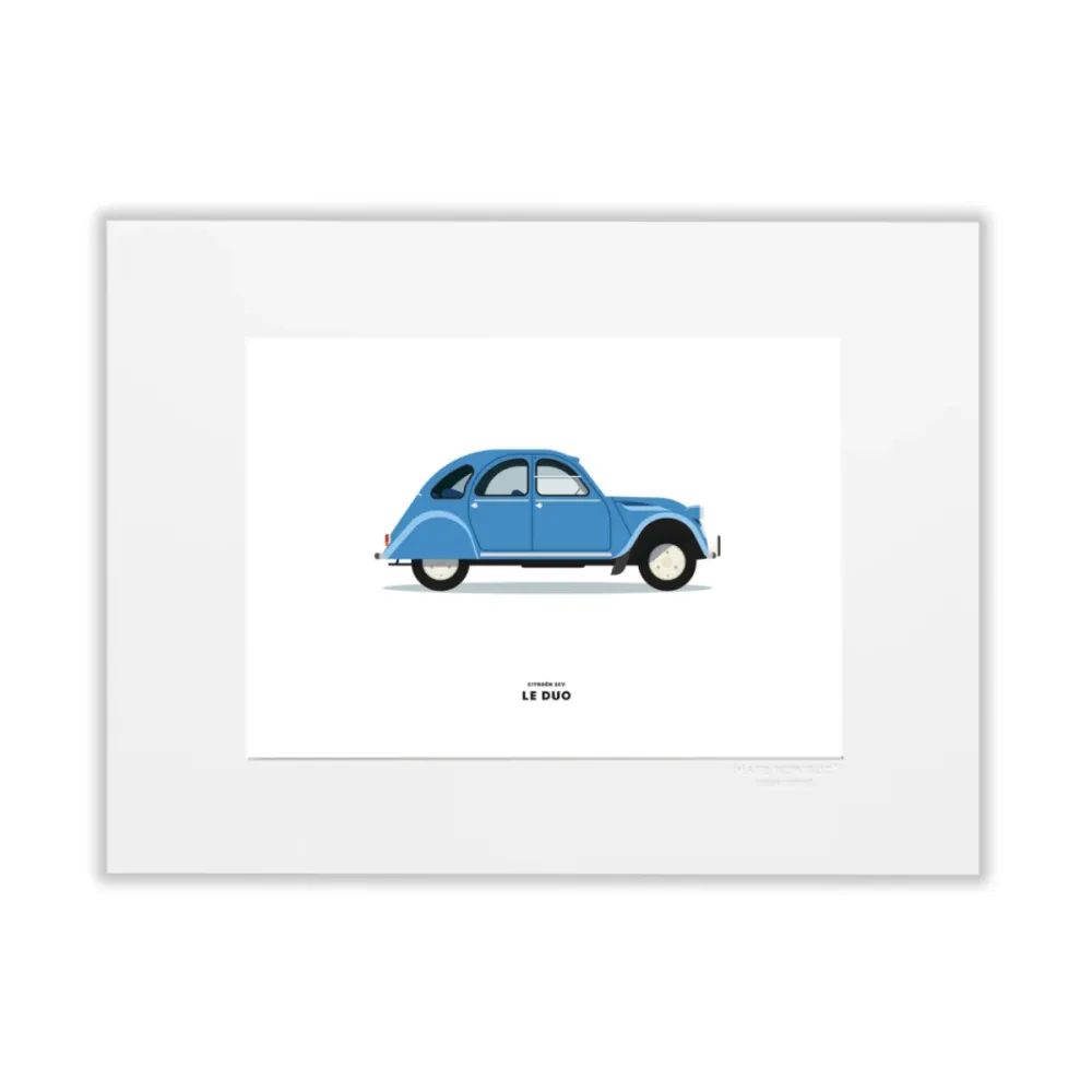 Affiche Le duo Citroen 2CV Bleue - 30 x 40 cm Image Republic