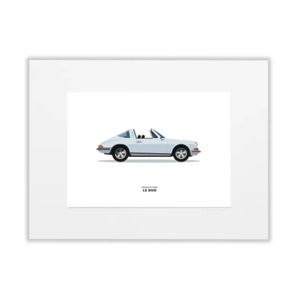 Affiche Le duo Porsche 911 Targa Blanche - 30 x 40 cm Image Republic
