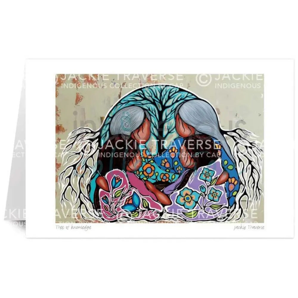 Carte de souhait L'Arbre des Connaissances par Jackie Traverse, art autochtone Indigenous