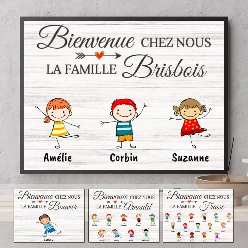 Jusqu'à 15 enfants, Poster personnalisée, Cadeau pour la grand-mère, le grand-père, Bienvenue à la famille