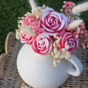 Vase avec anse et bouquet éternel Les bougies d'Andy