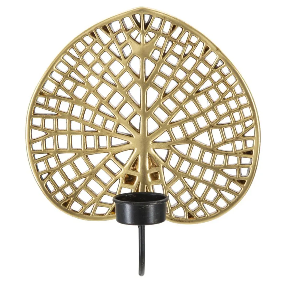 Bougeoir en feuille de lotus doré et noir pour une décoration exotique Mauro Ferretti