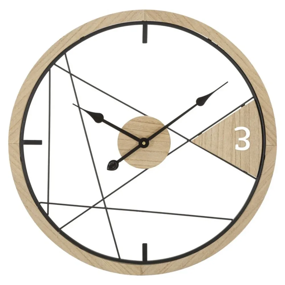Horloge minimaliste géométrique en métal et bois – Design contemporain épuré Mauro Ferretti