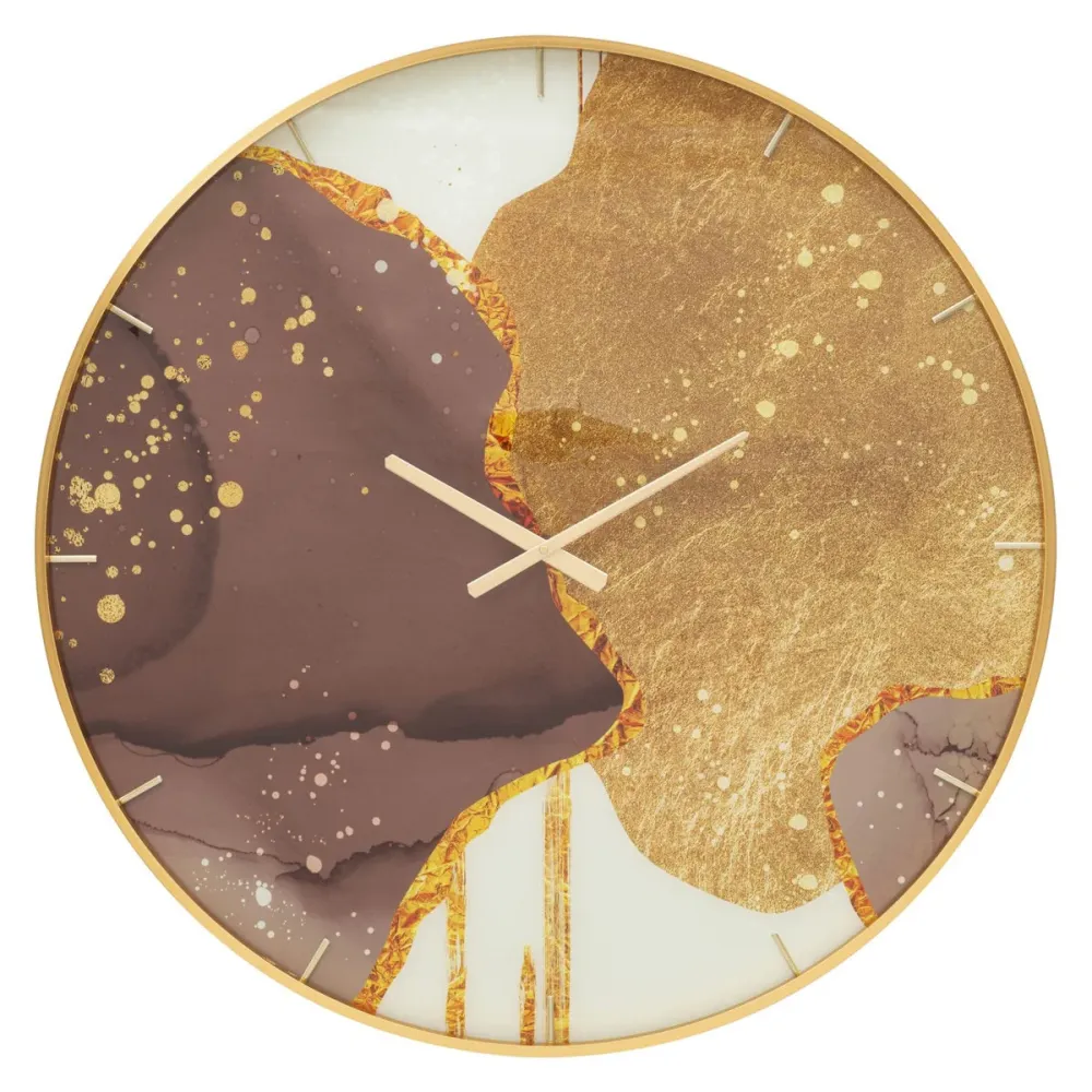 Horloge murale à cadre doré aux tons lumineux – Décoration moderne et élégante Mauro Ferretti