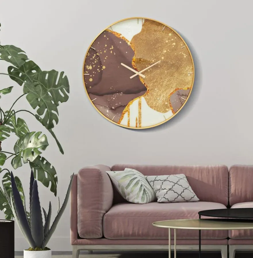 Horloge murale à cadre doré aux tons lumineux – Décoration moderne et élégante Mauro Ferretti