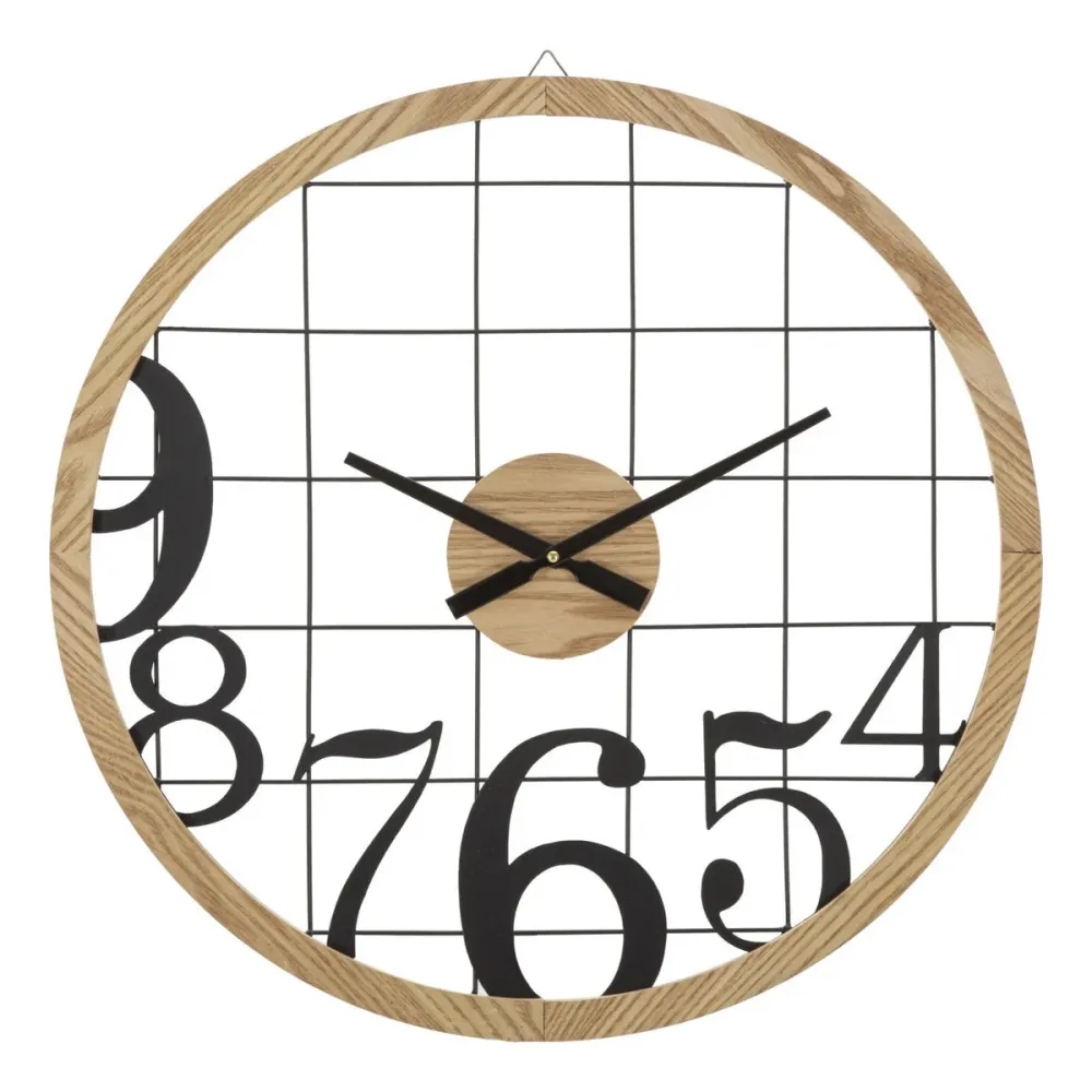 Horloge murale carrée en métal et bois – Style structuré moderne Mauro Ferretti