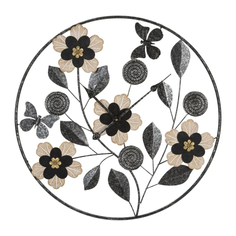Horloge murale décorative à motifs floraux et papillons – Cadran élégant inspiré de la nature Mauro Ferretti