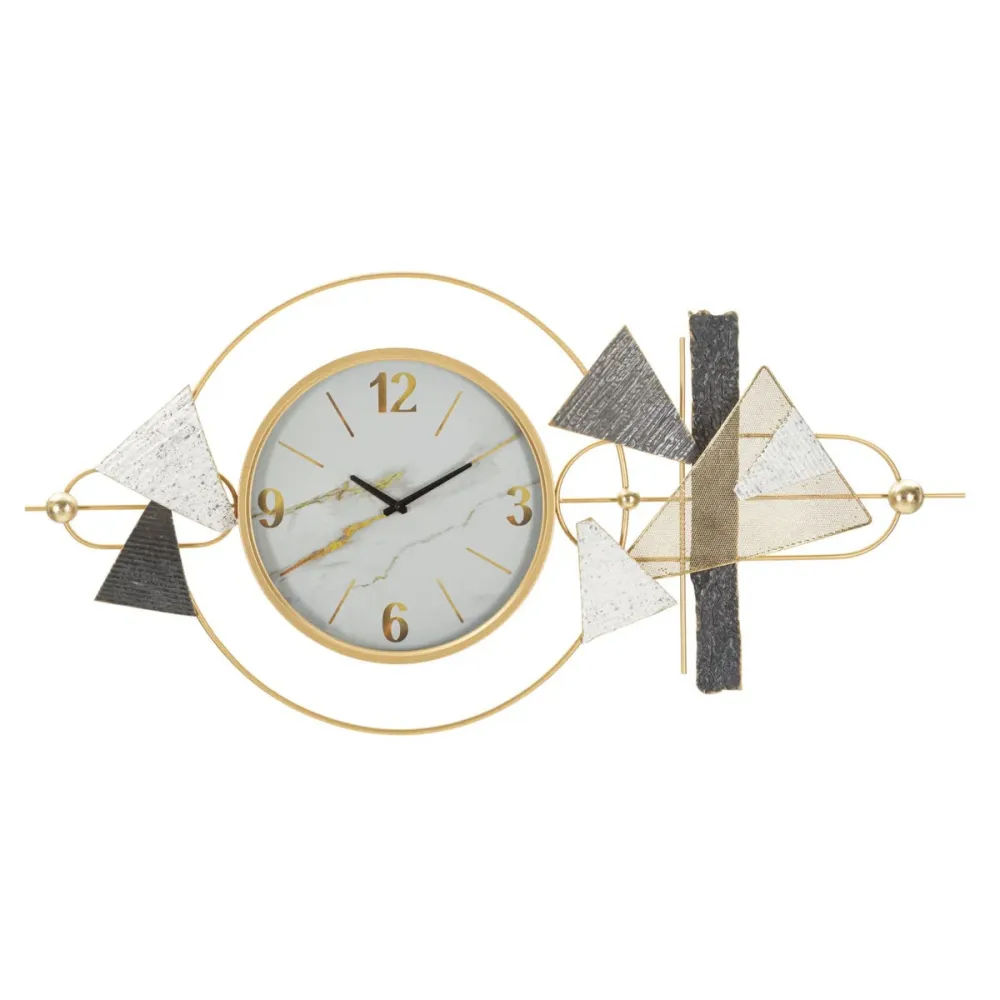 Horloge murale géométrique en métal doré – Élément décoratif moderne Mauro Ferretti