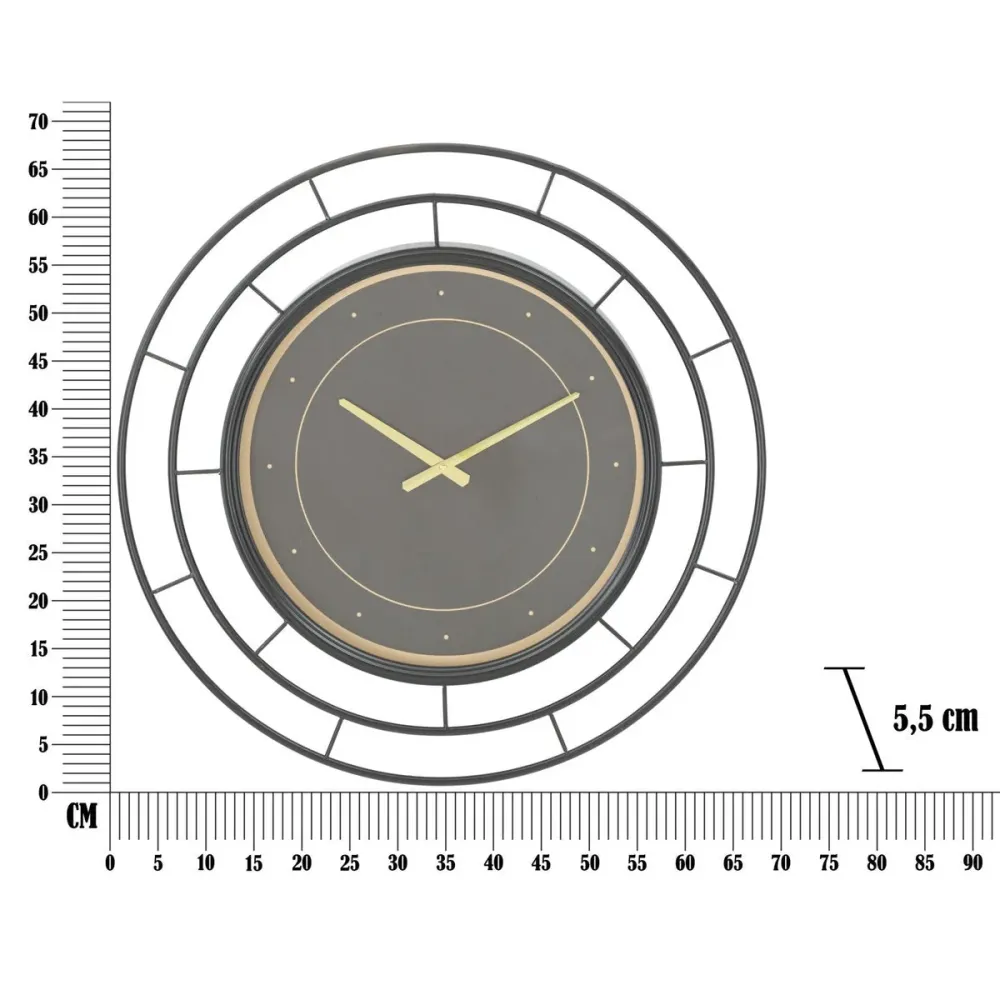 Horloge murale élégante noire et or – Design minimaliste et sophistiqué Mauro Ferretti