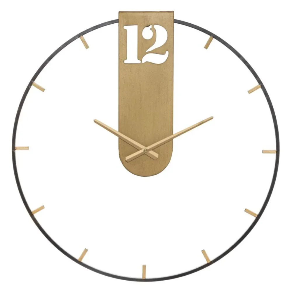 Horloge murale minimaliste noire et or – Élément décoratif moderne et chaleureux Mauro Ferretti
