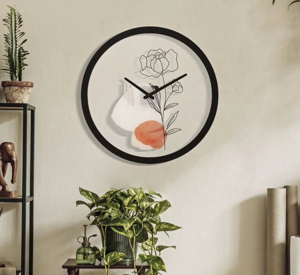 Horloge murale minimaliste Rose-Design – Élégance florale essentielle Mauro Ferretti