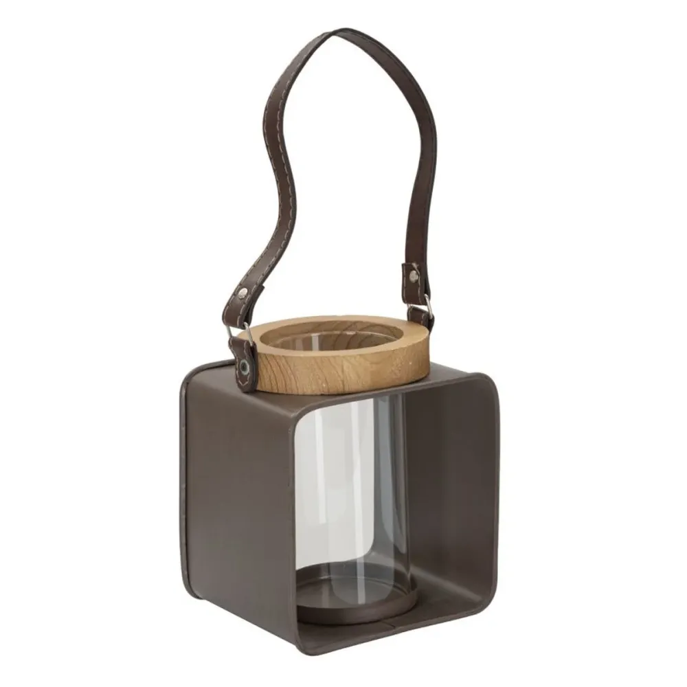 Lanterne en métal, bois et verre au charme antique du XIXe siècle Mauro Ferretti
