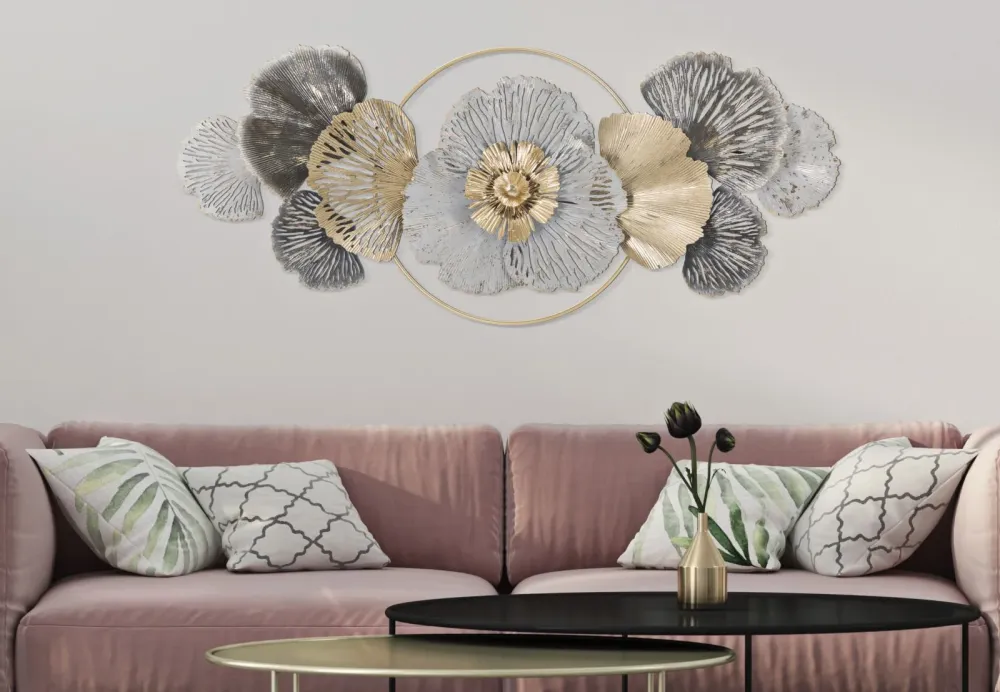 Panneau 3D Feuilles et Fleurs – Décoration artistique en métal sur le thème de la nature Mauro Ferretti
