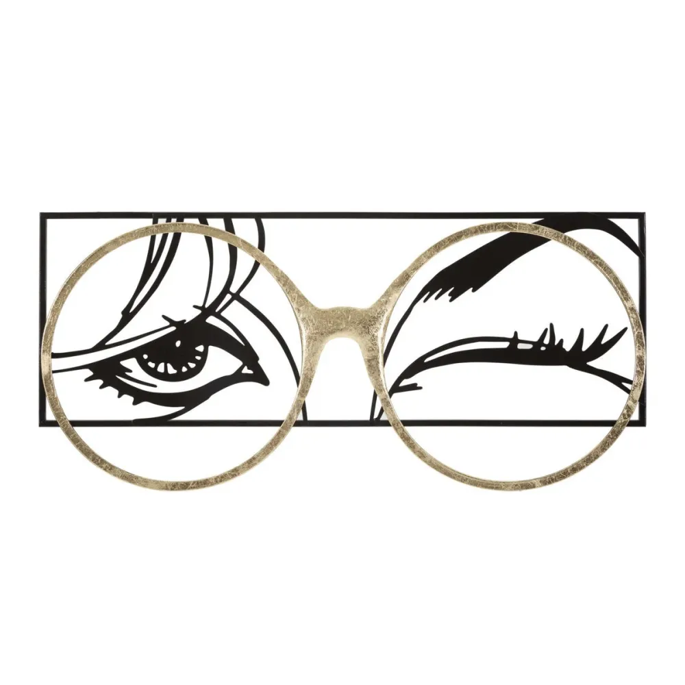 Panneau frontal en métal noir avec lunettes 3D dorées Mauro Ferretti