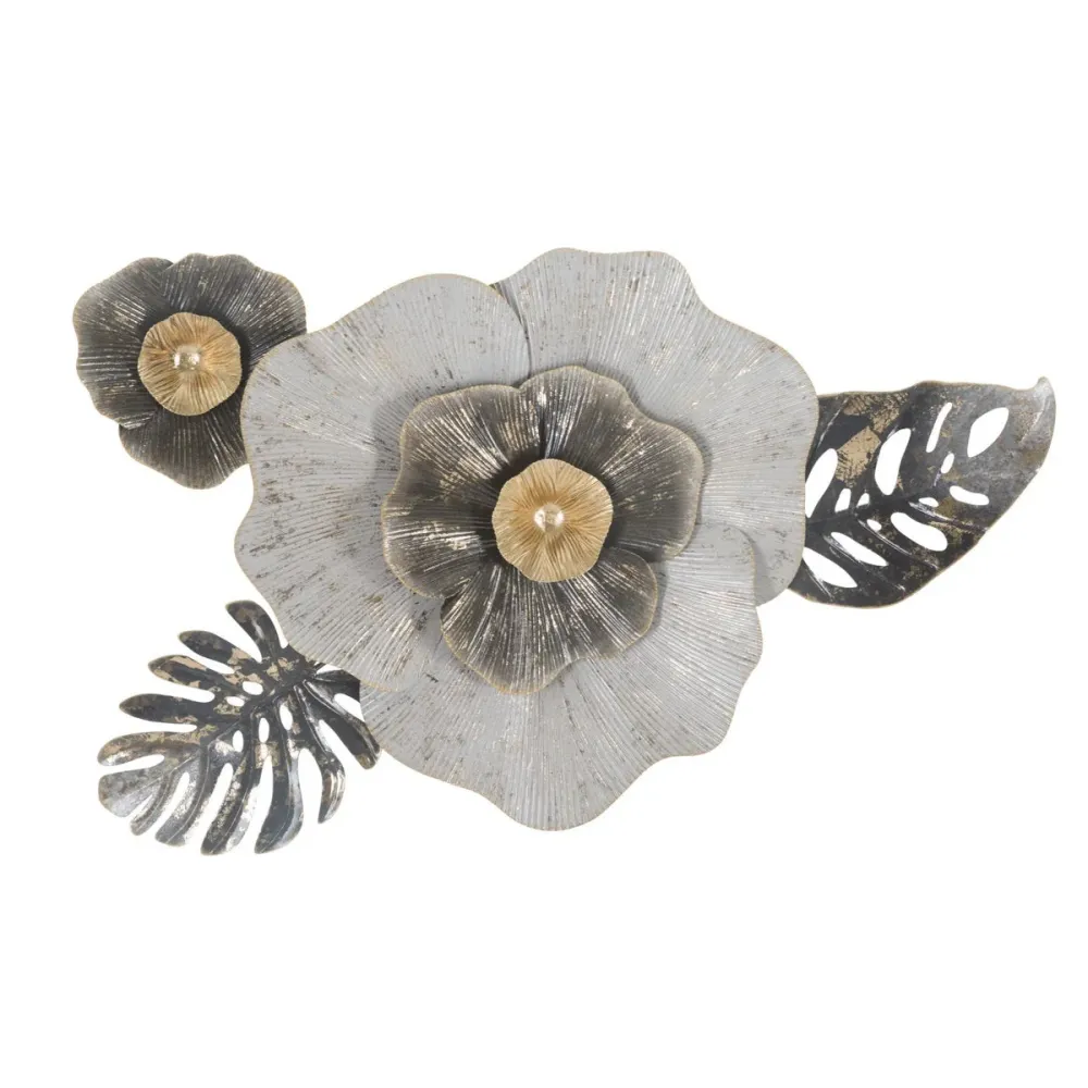 Panneau métallique 3D à motif floral et de feuilles – Décoration murale élégante Mauro Ferretti