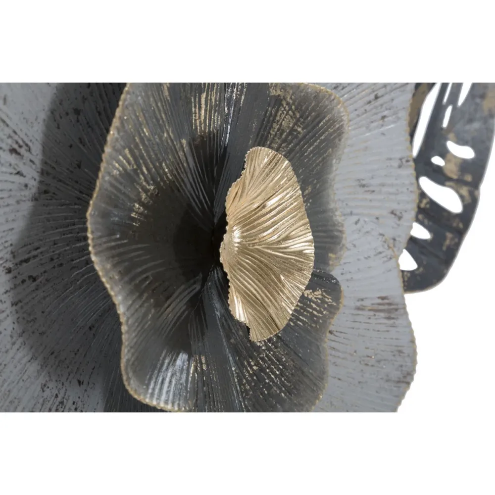 Panneau métallique 3D à motif floral et de feuilles – Décoration murale élégante Mauro Ferretti