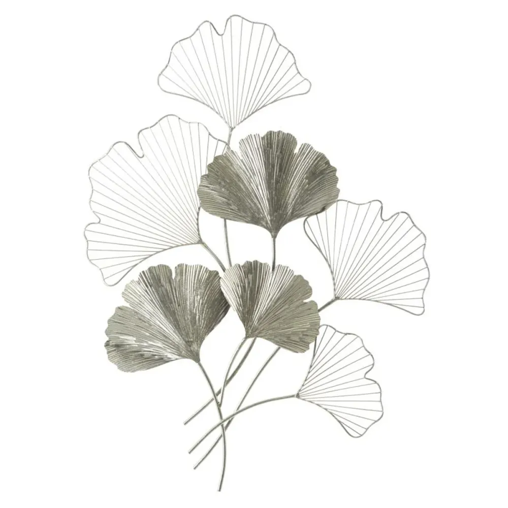 Panneau mural en métal Feuilles argentées – Décoration contemporaine 3D Nature Mauro Ferretti