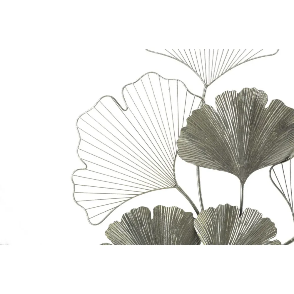 Panneau mural en métal Feuilles argentées – Décoration contemporaine 3D Nature Mauro Ferretti