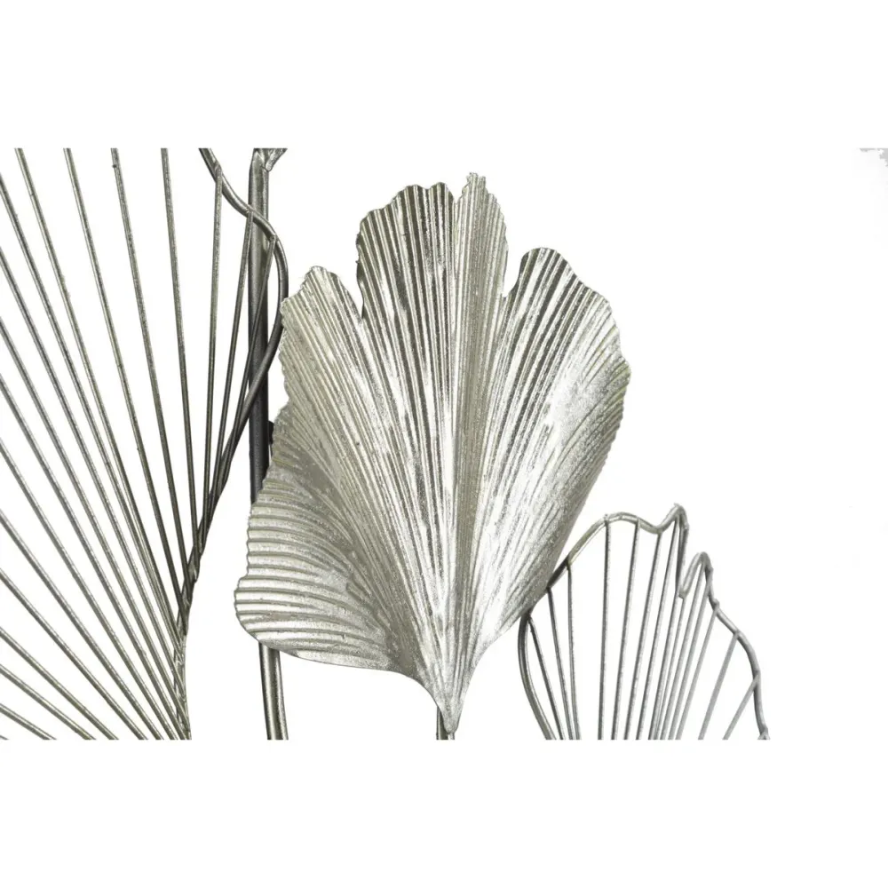 Panneau mural en métal Feuilles argentées – Décoration contemporaine 3D Nature Mauro Ferretti