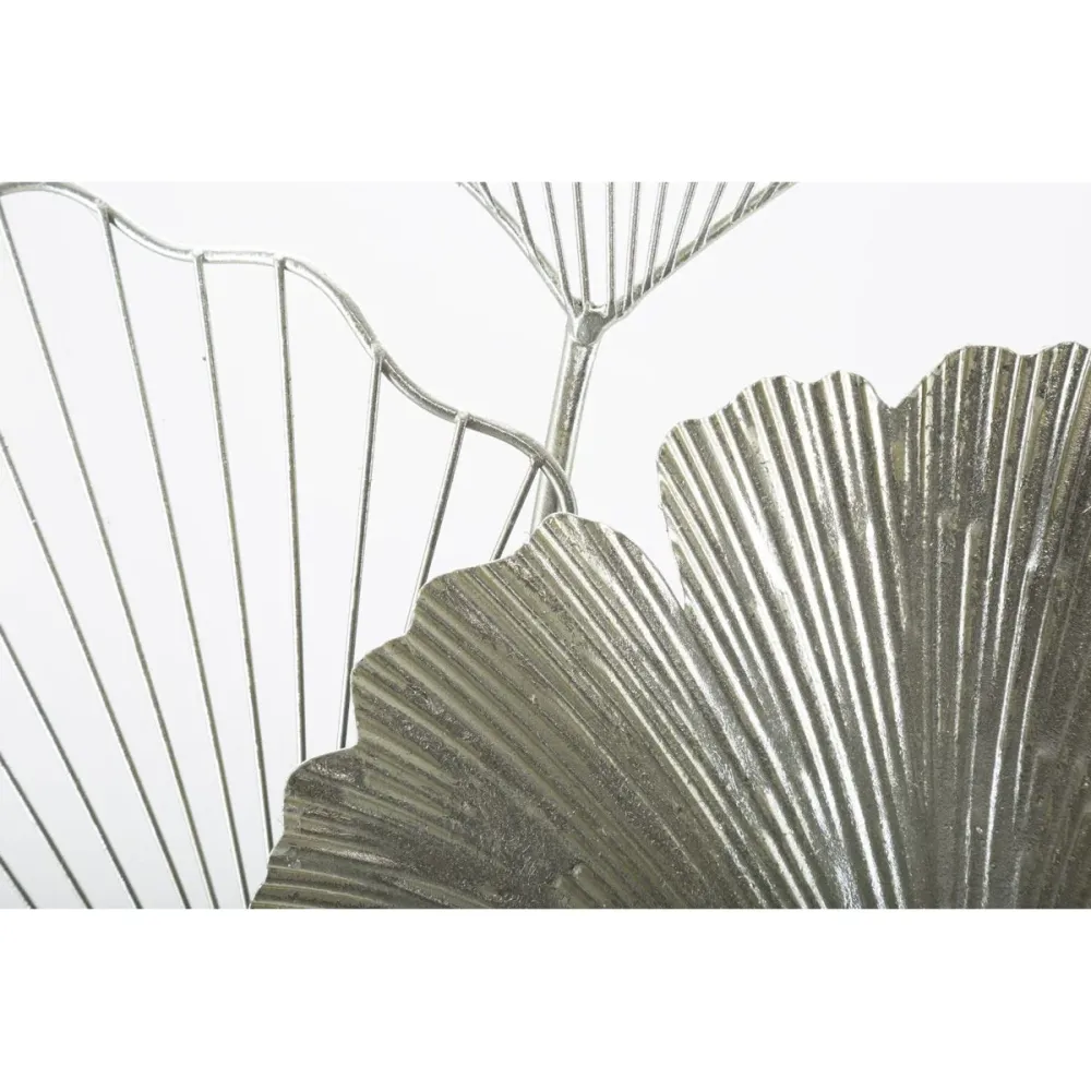 Panneau mural en métal Feuilles argentées – Décoration contemporaine 3D Nature Mauro Ferretti