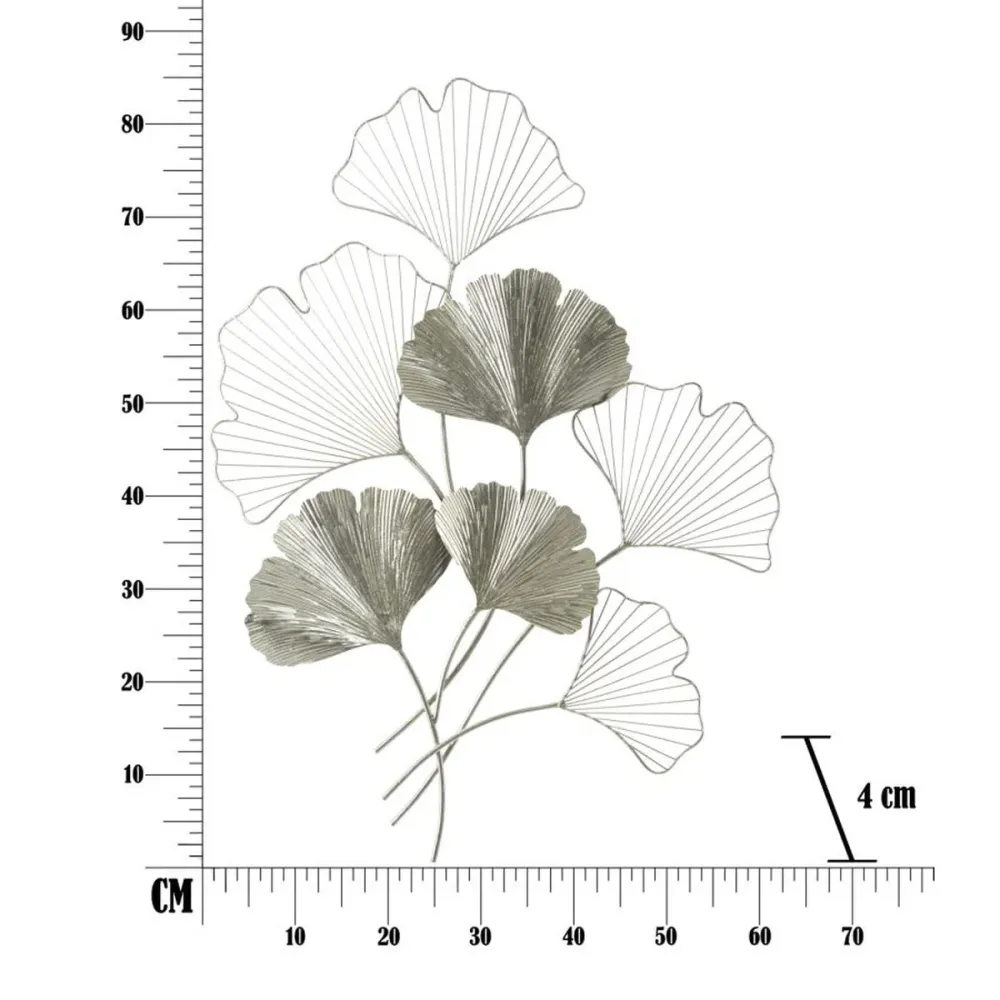 Panneau mural en métal Feuilles argentées – Décoration contemporaine 3D Nature Mauro Ferretti