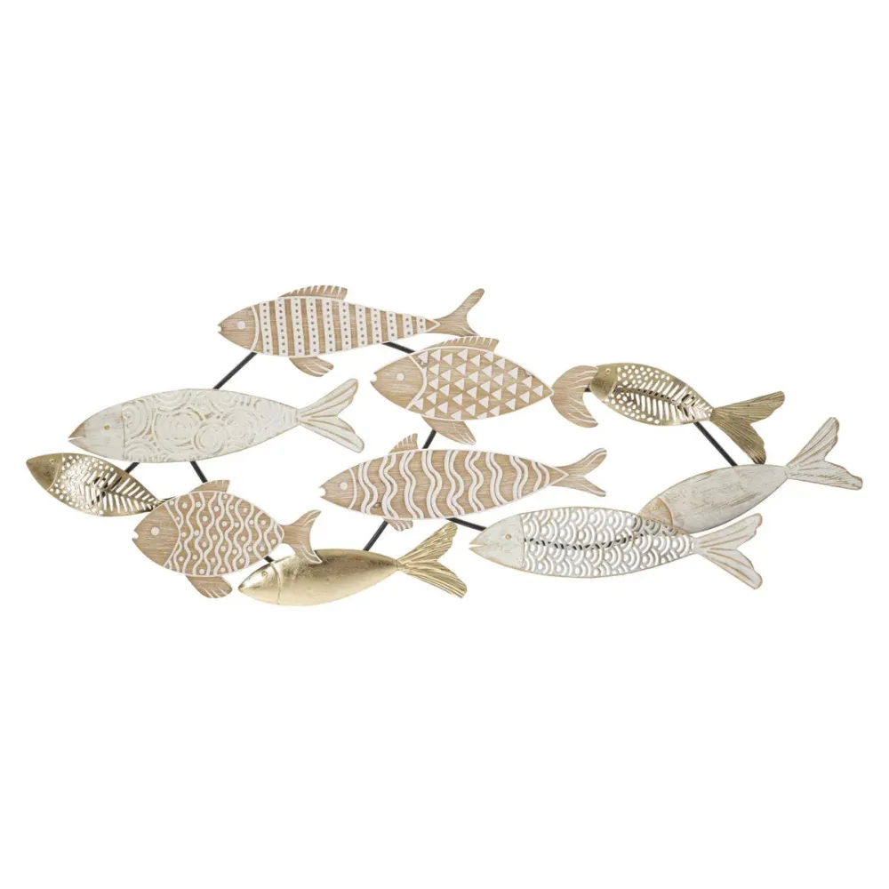Panneau mural 3D représentant des poissons – Œuvre d'art aquatique moderne en métal Mauro Ferretti