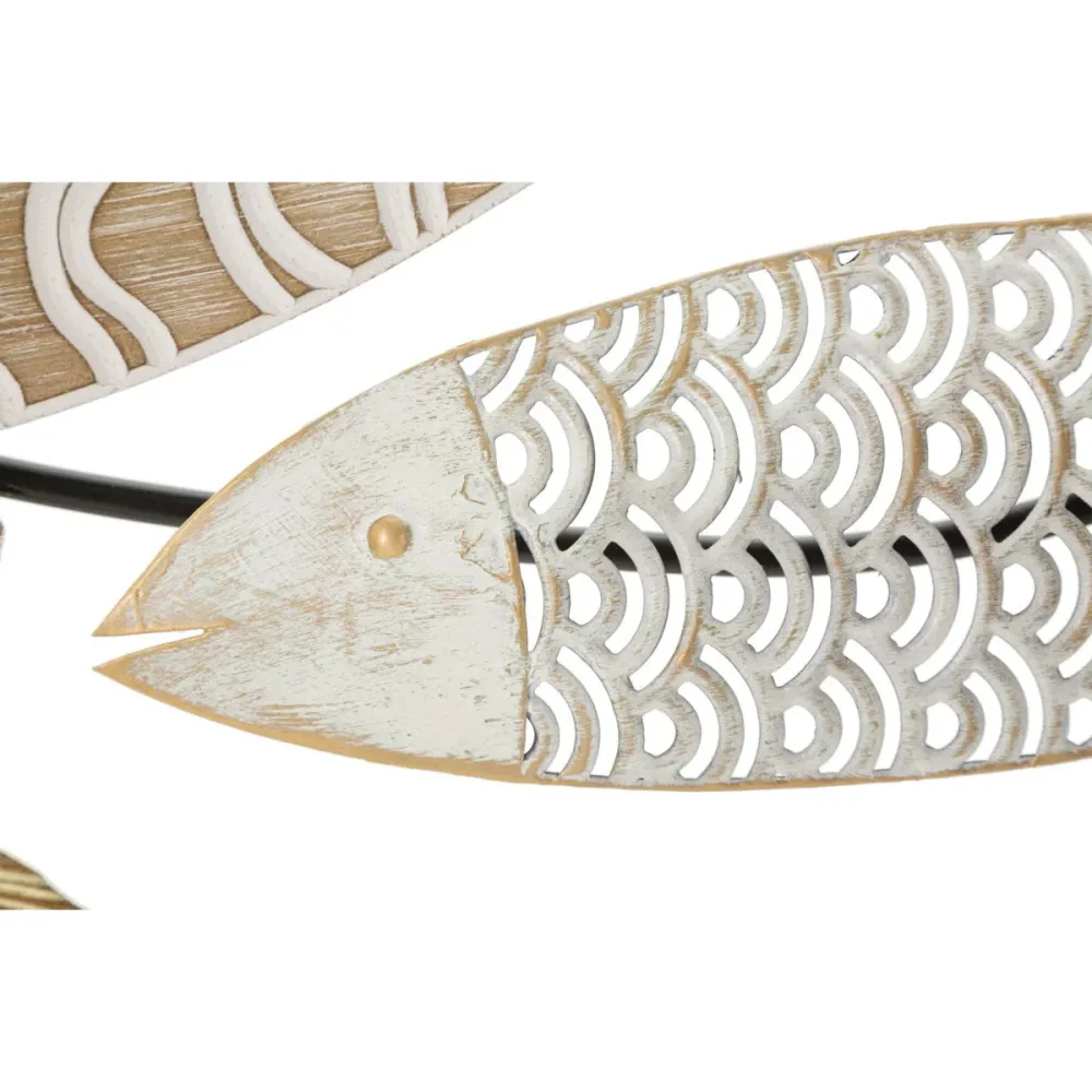 Panneau mural 3D représentant des poissons – Œuvre d'art aquatique moderne en métal Mauro Ferretti