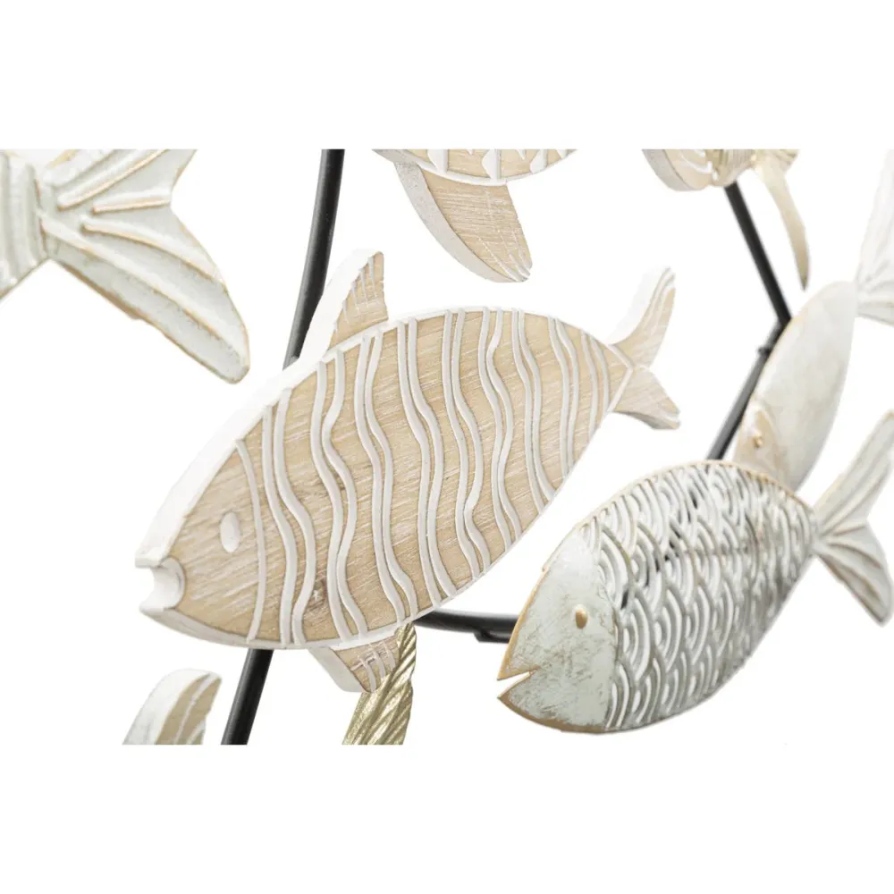 Panneau mural 3D représentant des poissons – Œuvre d'art aquatique moderne en métal Mauro Ferretti