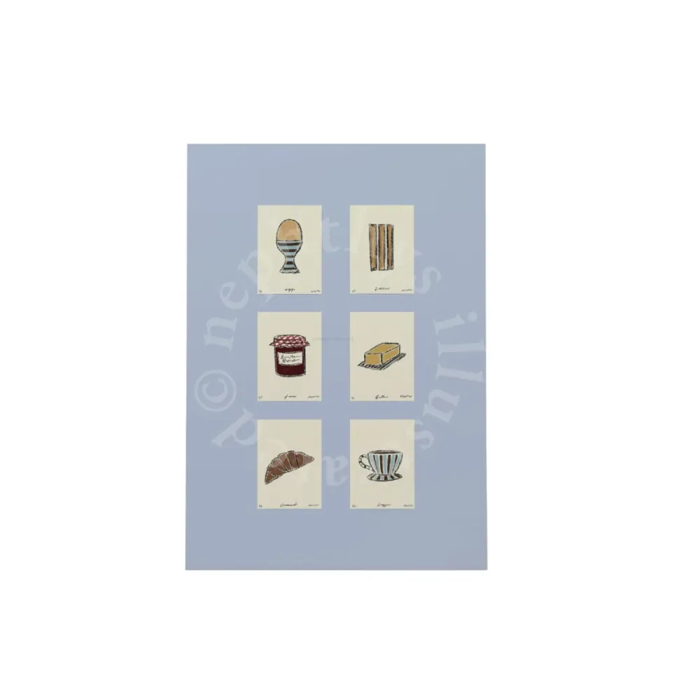 Affiche A3 Breakfast Set - Blue Nephthys Illustrated